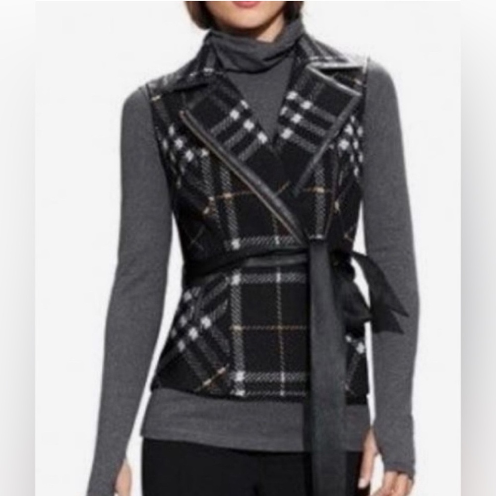 CAbi Grid Moto Wool Plaid Vest Style #517